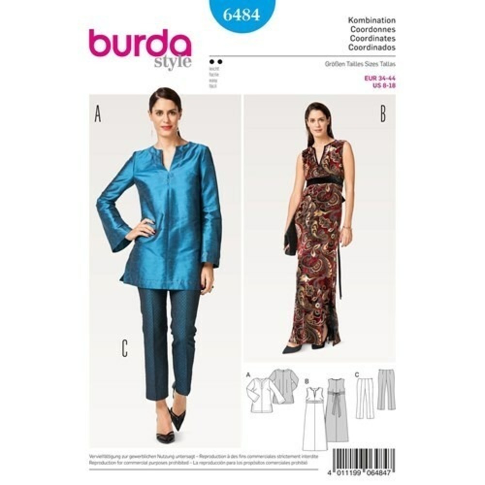 Burda Style 6484 Misses' Evening Separates Size US (8 - 18)